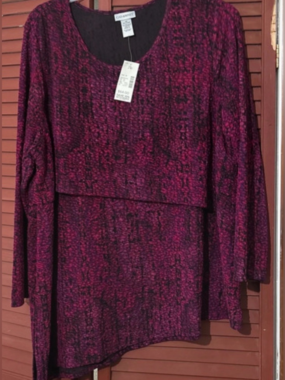NWT Catherine’s Magenta Knit Layered Look Top XXL